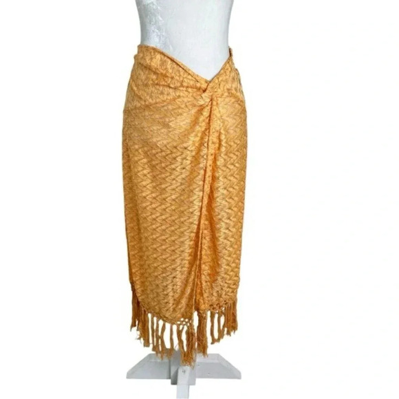 Ramy Brook Gaia Metallic Faux Wrap Boho Maxi Skirt Coverup Size L NWT - Picture 3 of 10